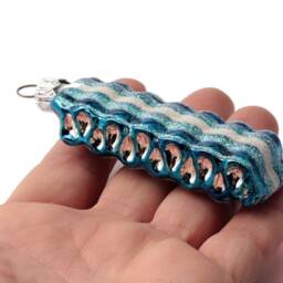 Czech Blown Glass Candy Sweet Christmas Ornament Blue Silver - thumbnail 2