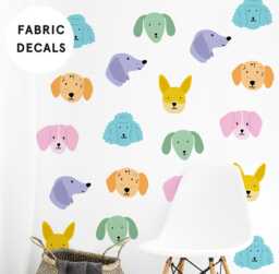 Dog Fabric Wall Stickers Colorful Removable Decals For Nursery