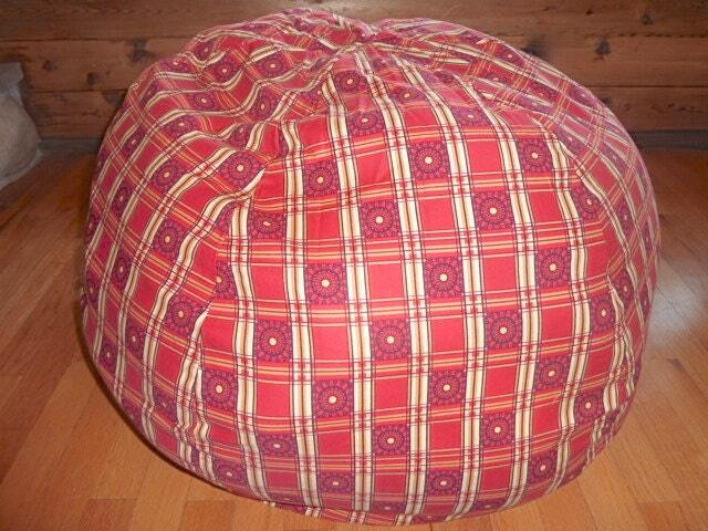 Red & Yellow Plaid Bean Bag Chair Cover, Etsy Kids, Gifts Under 75 - image 1
