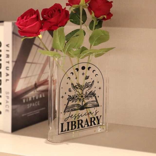 Book Lover Vase, Personalized Shaped Flower Vase For Readers, Acrylic Witchy Reader Decor, Dark Academia Style - image 1