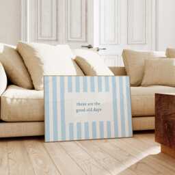 These Are The Good Old Days, Horizontal Print, Blue Stripe Wall Decor, Kitchen Trendy Aesthetic Home Living Room Print - thumbnail 2