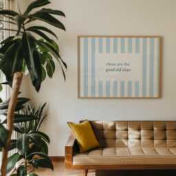 These Are The Good Old Days, Horizontal Print, Blue Stripe Wall Decor, Kitchen Trendy Aesthetic Home Living Room Print - thumbnail 3