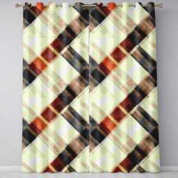 Abstract Neutral Brush Stroke Plaid Texture Seamless Pattern Readymade Eyelet Ring Top Thermal 100% Blackout Curtains - thumbnail 2