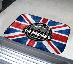 Personalised Camper Van Mat - Pop Top Motorhome Union Jack Door 44cm X 32cm Indoor Use