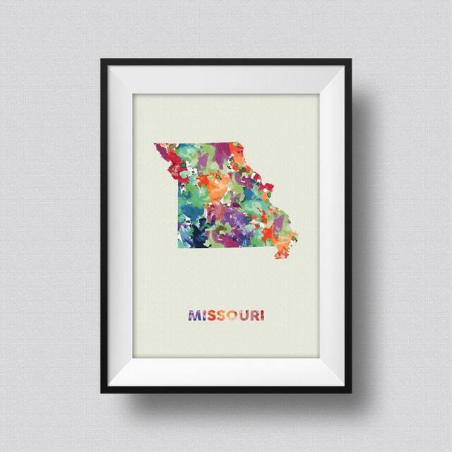 Missouri Map Usa Watercolor Art Print Ink Splash Poster Canvas