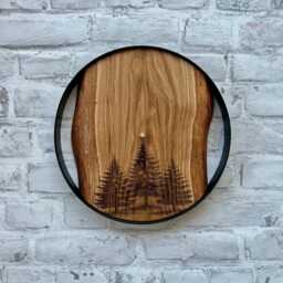 Nature-Inspired Wall Clocks, Craved Wood Live Edge Clock, Metal & Pine Tree Clock For Wall, Outdoor Theme Decor - thumbnail 3