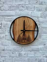 Nature-Inspired Wall Clocks, Craved Wood Live Edge Clock, Metal & Pine Tree Clock For Wall, Outdoor Theme Decor