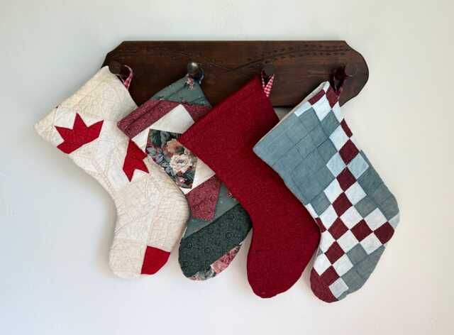 Quilted Christmas Stockings - Heirloom Quality Antique Patchwork - image 1