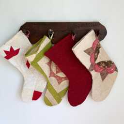Quilted Christmas Stockings - Heirloom Quality Antique Patchwork - thumbnail 2