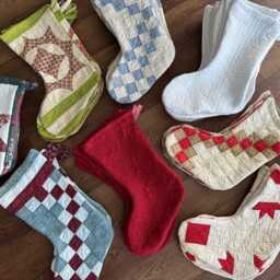 Quilted Christmas Stockings - Heirloom Quality Antique Patchwork - thumbnail 3