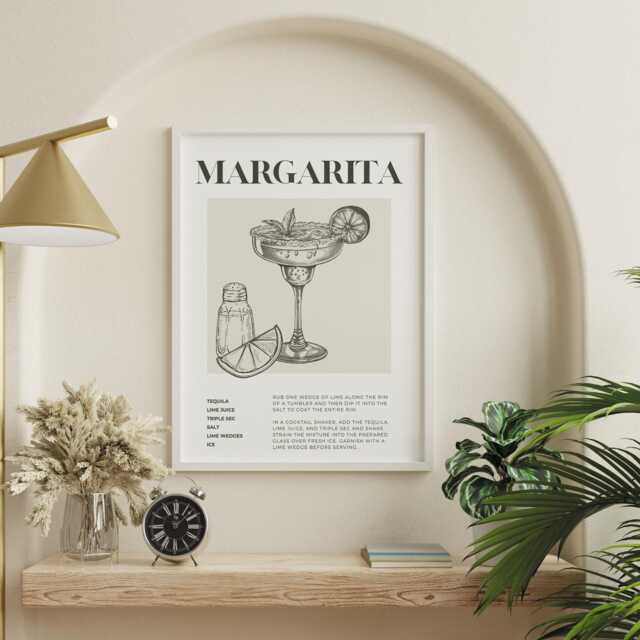 Cocktail Making - Margarita Poster Home Bar, Modern Decor, Cool Cocktail Print, Kitchen Wall Art, Lover Gift - image 1
