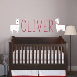 Personalized Llama Wall Decal Children's Name Nursery Vinyl Animal Boy Girl Kids Room Custom Decor Child 425 - thumbnail 1
