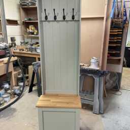 Slimline Shaker Boot Room Storage Bench Oak Seat, Hallway Furniture, Small Storage, Coat Rack, Monks Bench. Ideal For New Builds - thumbnail 2