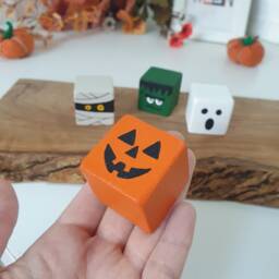 Halloween Wood Block Set, Wooden Tier Tray Cute Home Decor/Pumpkin, Ghost, Mummy & Frankenstein Sign - thumbnail 4