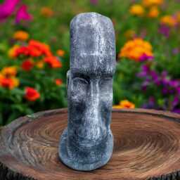 Concrete Moai Head Statue Stone Rapa Nui Sculpture Outdoor Tiki Decor Cement Island Figurine Garden Yard Ornament Polynesian Face Gift - thumbnail 3