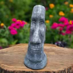 Concrete Moai Head Statue Stone Rapa Nui Sculpture Outdoor Tiki Decor Cement Island Figurine Garden Yard Ornament Polynesian Face Gift - thumbnail 1