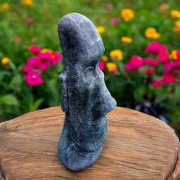 Concrete Moai Head Statue Stone Rapa Nui Sculpture Outdoor Tiki Decor Cement Island Figurine Garden Yard Ornament Polynesian Face Gift - thumbnail 2