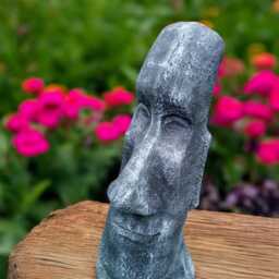 Concrete Moai Head Statue Stone Rapa Nui Sculpture Outdoor Tiki Decor Cement Island Figurine Garden Yard Ornament Polynesian Face Gift - thumbnail 4