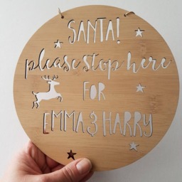 Personalised Christmas Santa Please Stop Here Wooden Bamboo Door Wall Hanging-Plaque-Personalized-Custom-Decoration-Ornament-Bauble - thumbnail 3