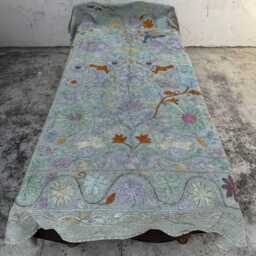 Authentic Cotton Suzani Hand-Embroidered Quilt, Vintage-Inspired Floral Pattern, Bohemian Artisan Bedspread - thumbnail 2