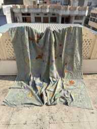 Authentic Cotton Suzani Hand-Embroidered Quilt, Vintage-Inspired Floral Pattern, Bohemian Artisan Bedspread - thumbnail 1
