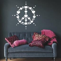 Hearts Peace Hippie Symbol Decal 60's Sign Wall Vinyl Adhesive Sticker Psychedelic Free Love Revolution - thumbnail 3