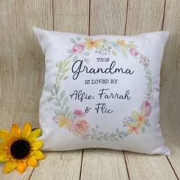 Mother's Day Personalised Grandma Cushion, Custom Cushion Cover, Flower Gift For Grandma, Gift, Birthday - thumbnail 2