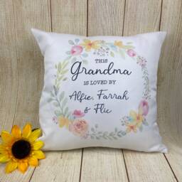 Mother's Day Personalised Grandma Cushion, Custom Cushion Cover, Flower Gift For Grandma, Gift, Birthday - thumbnail 3
