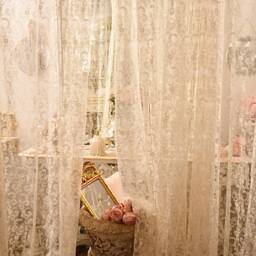 "Shabby Chic Ivory Tulle Curtain With ""Rose" - thumbnail 3