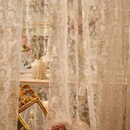 "Shabby Chic Ivory Tulle Curtain With ""Rose" - thumbnail 2