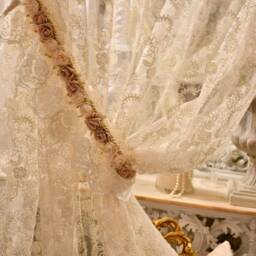 "Shabby Chic Ivory Tulle Curtain With ""Rose" - thumbnail 4