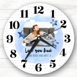 Love You Dad Photo Blue Personalised Gift Clock - thumbnail 1