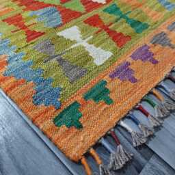 Classic Runner Rug, Handmade Artisan Afghan Turkish Scandinavian Navajo Bohemian Wool Flatweave Multicolour Kilim Rug 194x84 cm - thumbnail 2