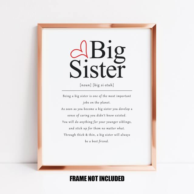 Big Sister Definition Art Print, Big Gift, Announcement To Be Appreciation Sis - image 1
