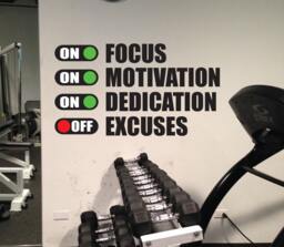 Fitness Motivation Work Out Wall Decal. Excuses Off Gym - thumbnail 1