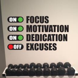 Fitness Motivation Work Out Wall Decal. Excuses Off Gym - thumbnail 2