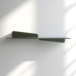 Dark Green Bent Metal Shelf, Sturdy Floating Bookshelf, Modern Wall Matte Picture Ledge, Textured Plant Handmade Furniture - thumbnail 1