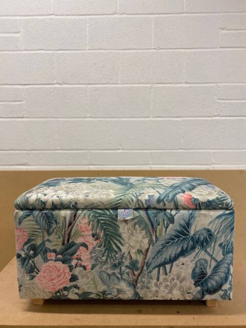 Coffee Table Footstool With Storage Ottoman in Luxury Tropical Floral Print - image 1
