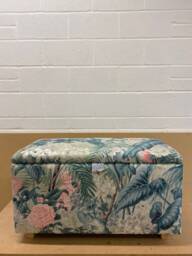Coffee Table Footstool With Storage Ottoman in Luxury Tropical Floral Print