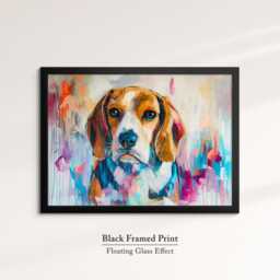 Beagle Abstract Oil Painting Framed Print & Canvas Large Sizes Wall Art Poster Pet Luxury Home Decor Interior Dog Lover Gift Idea - thumbnail 2