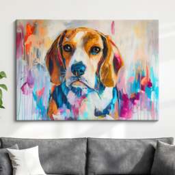 Beagle Abstract Oil Painting Framed Print & Canvas Large Sizes Wall Art Poster Pet Luxury Home Decor Interior Dog Lover Gift Idea - thumbnail 1