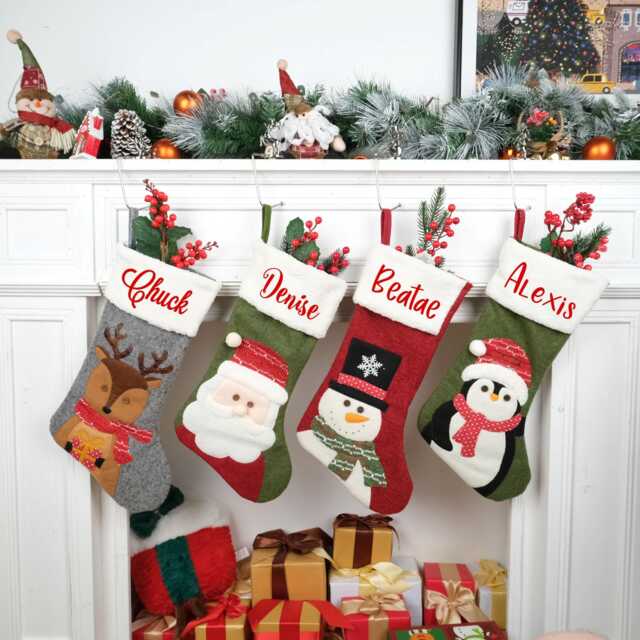 Christmas Stocking Personalized Stockings Family Monogram 3D Gifts Decor - image 1