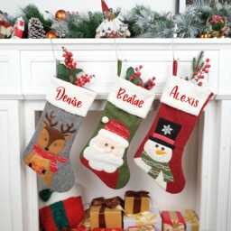 Christmas Stocking Personalized Stockings Family Monogram 3D Gifts Decor - thumbnail 3