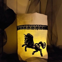 Utensilo Light Bag Vase Cover Unicorn Embroidered Linen Lace Halloween - thumbnail 2