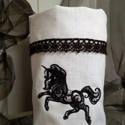 Utensilo Light Bag Vase Cover Unicorn Embroidered Linen Lace Halloween - thumbnail 4