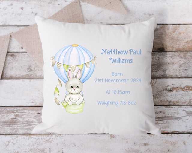 Baby Boy Birth Stats Gift, New Cushion, Blue Gifts - image 1