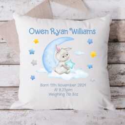 Baby Boy Birth Stats Gift, New Cushion, Blue Gifts - thumbnail 2