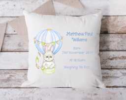 Baby Boy Birth Stats Gift, New Cushion, Blue Gifts - thumbnail 1