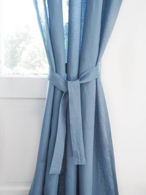 Linen Curtain Belt Made From Medium Linen - 160 G/M2/ in Dusty Blue - image 1