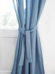Linen Curtain Belt Made From Medium Linen - 160 G/M2/ in Dusty Blue - thumbnail 1